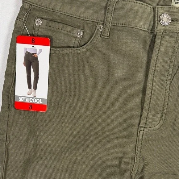 32 Degrees Cool Womens Sweatpant Jeans Olive Green High Rise Straight Leg Size 8 - Picture 3 of 7